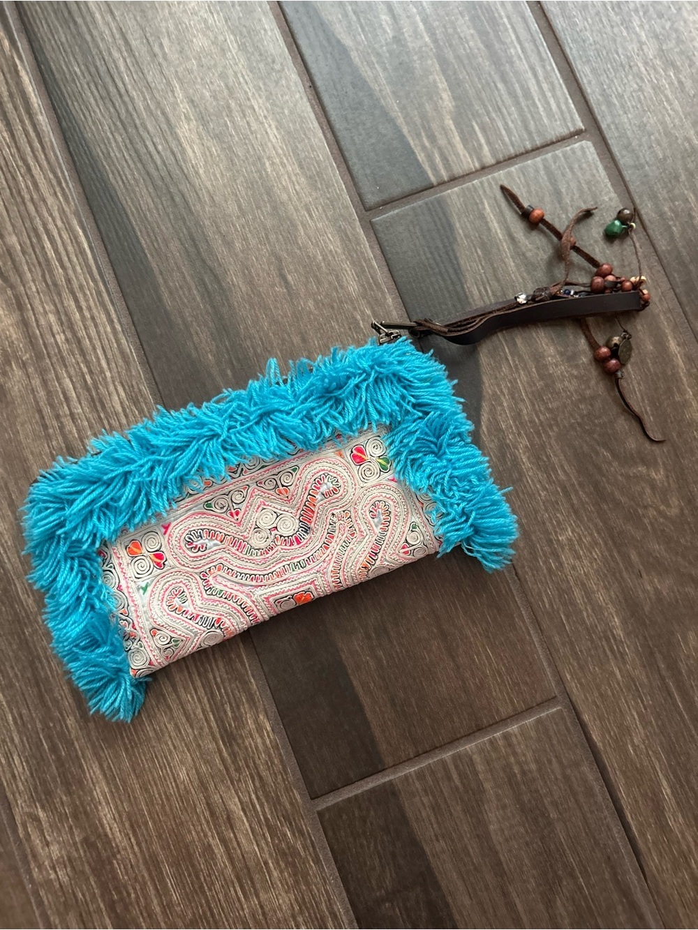 JadeTribe Embroidered Fringed Small Clutch Bag